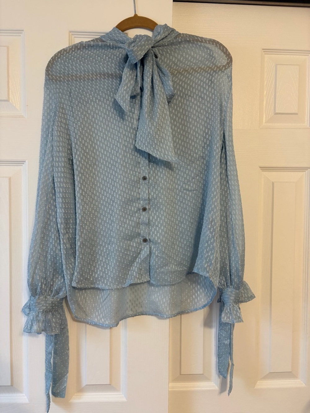 Banana republic Light Blue Tie-Neck Sheer Blouse new MP